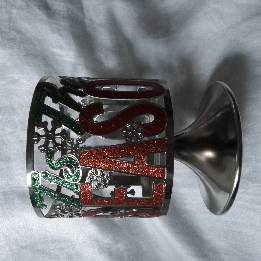 Bath & Body Works Tis the Season to be Jolly 3-Wick Candle Holder Silver Glitter